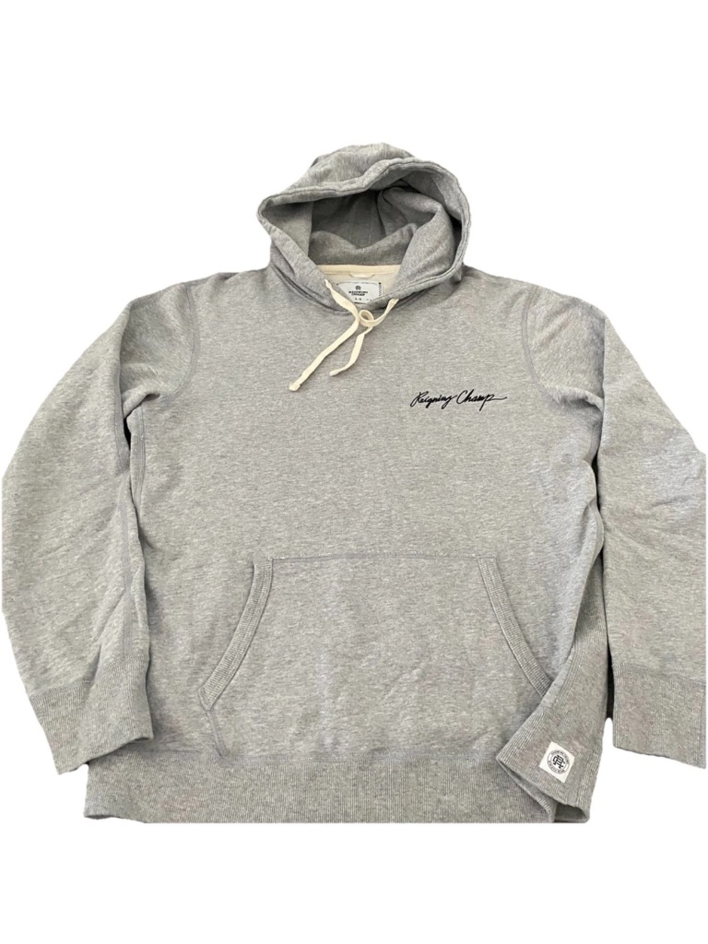 Reigning Champ Hoodie L Gray Pullover Heavyweight Sweatshirt rib Thermal Hood